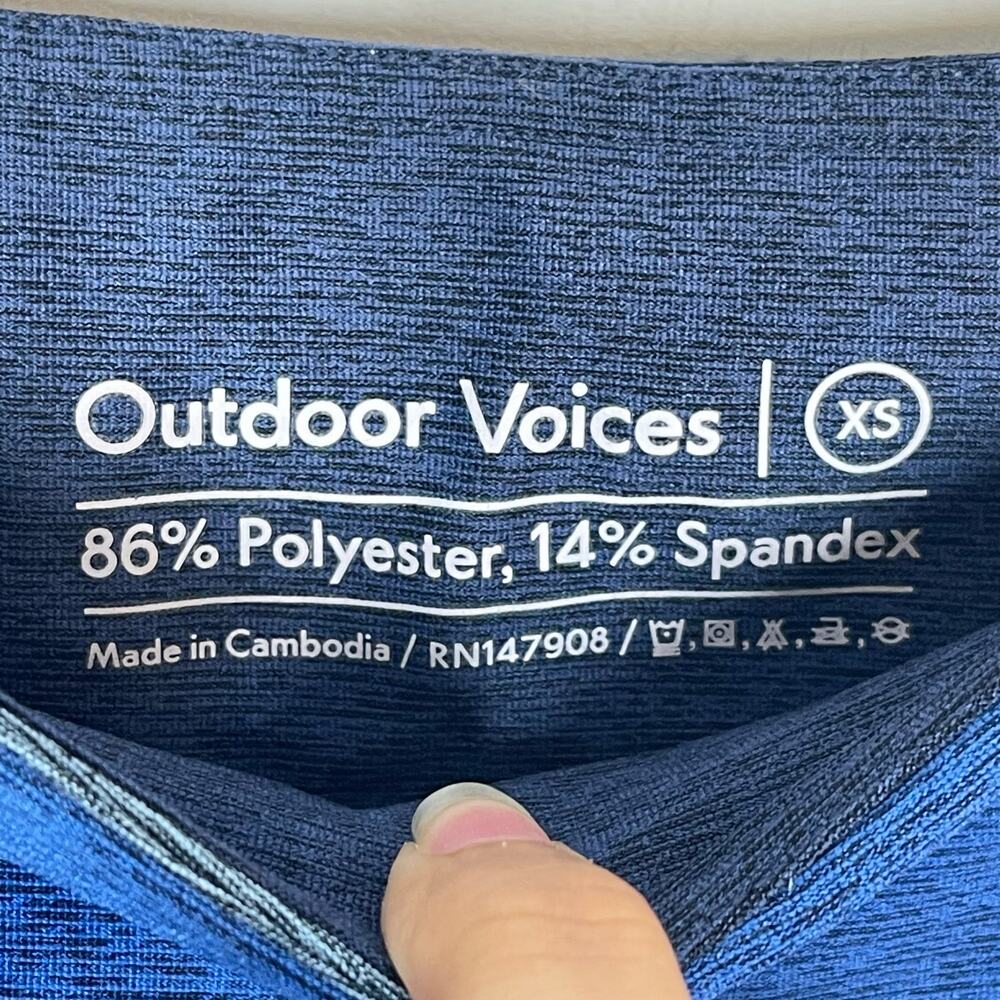 Outdoor Voices 7/8 Leggings Womens Size XS Navy Blue Mist Tri-Color Activewear - Picture 2 of 9